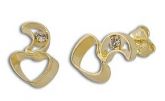 Brinco folheado a ouro com 1 pedrinha de strass