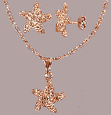 Cjto folheado a ouro com pingente e brincos estrela do mar